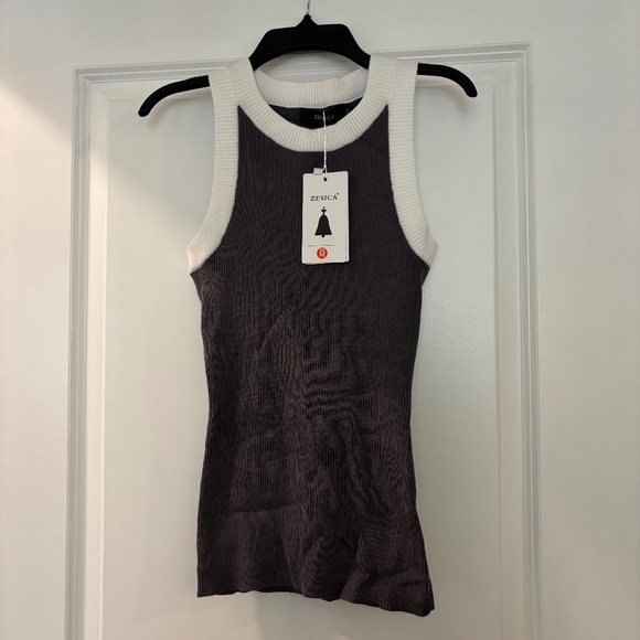 NWT ZESICA Womens Summer Sleeveless Tank Tops Ribbed High Neck Racerback Tank. - Picture 3 of 8